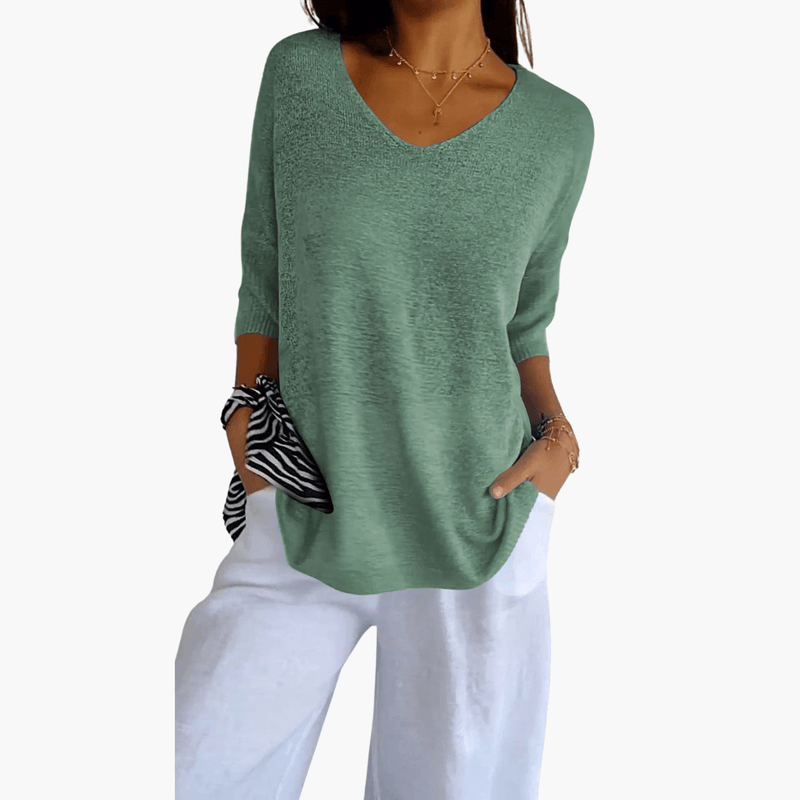 V-Ausschnitt T-Shirt | Oberteile Damen Casual 7