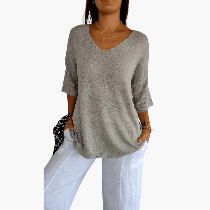 V-Ausschnitt T-Shirt | Oberteile Damen Casual 8