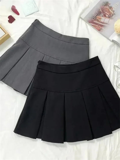 Vintage Grauer Faltenrock | Mini Rock für Frauen Kawaii Stil 3