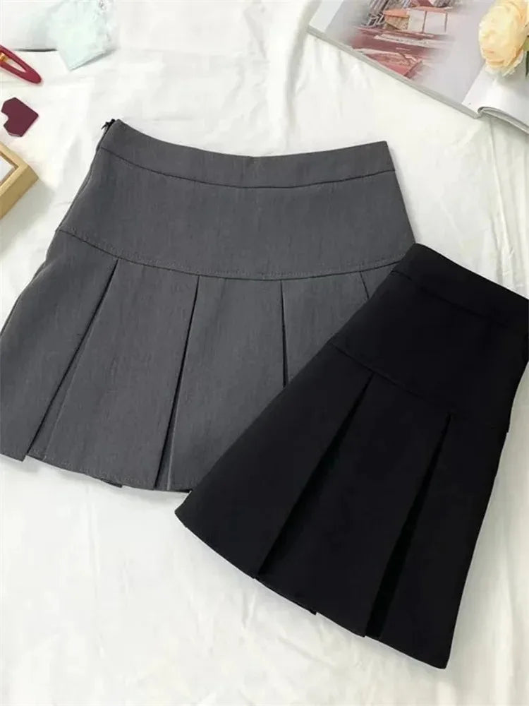 Vintage Grauer Faltenrock | Mini Rock für Frauen Kawaii Stil 4