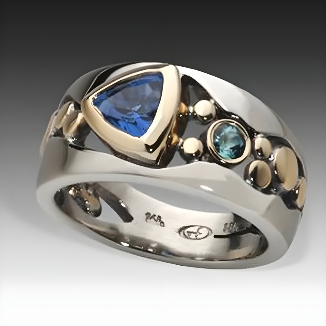 Vintage Ring Mit Blauem Kristall | Verstellbarer Schmuck 0