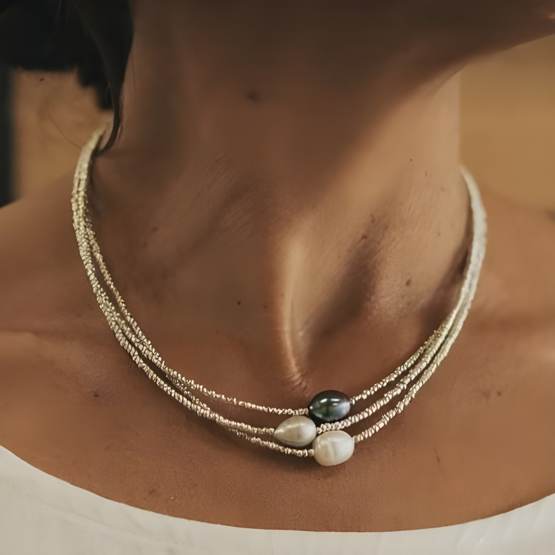 Vintage Süßwasserperlen Kette | Klassische Perlenkette Damen 0