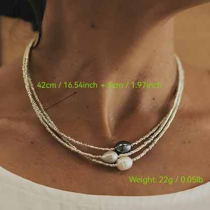 Vintage Süßwasserperlen Kette | Klassische Perlenkette Damen 1