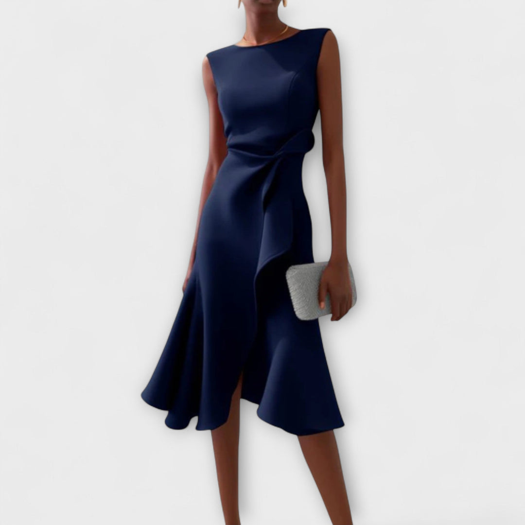 Waira | Ärmelloses Midikleid mit Falten und Knotendetail 2