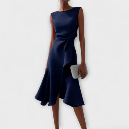 Waira | Ärmelloses Midikleid mit Falten und Knotendetail 2