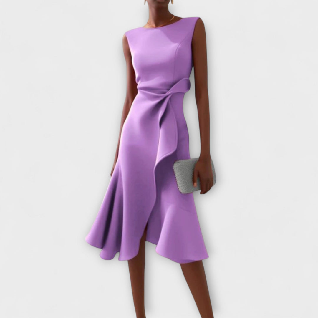 Waira | Ärmelloses Midikleid mit Falten und Knotendetail 4