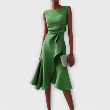 Waira | Ärmelloses Midikleid mit Falten und Knotendetail 6