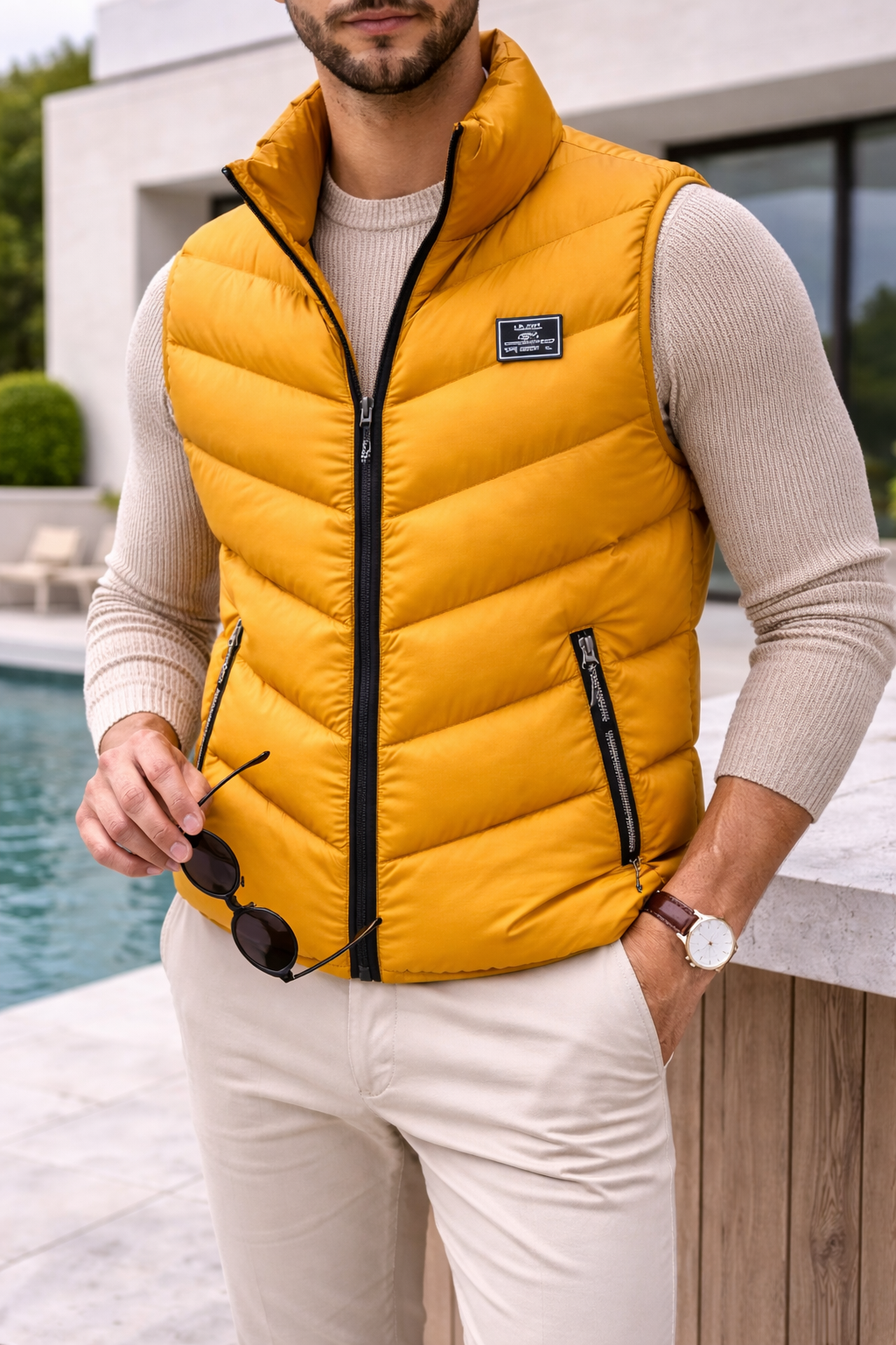 Wattierte Steppweste Herren | Leichter Bodywarmer mit Reißverschluss 3