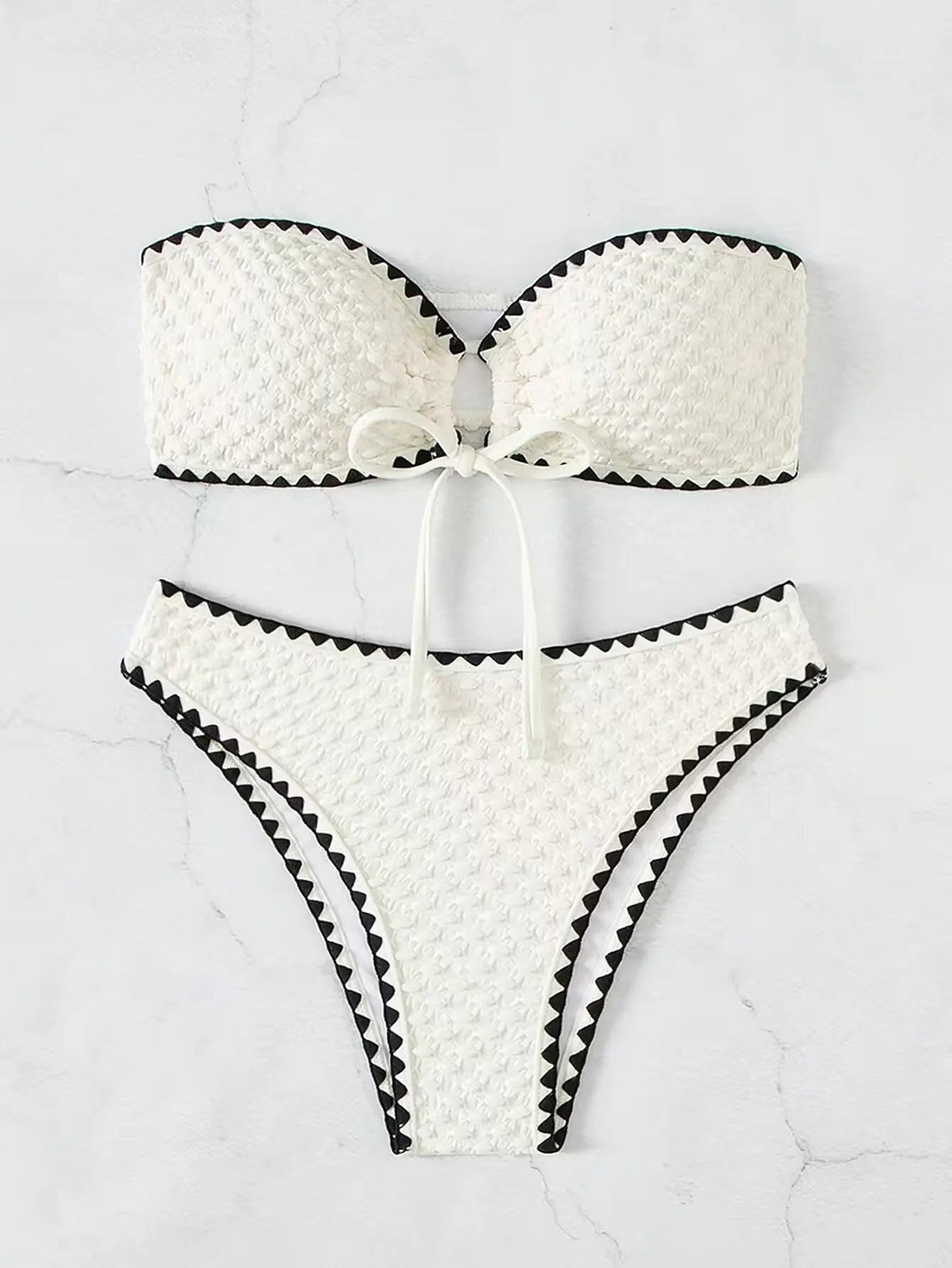 Weißer Bandeau Bikini | 2-teiliges Badeanzug Set für Frauen 0