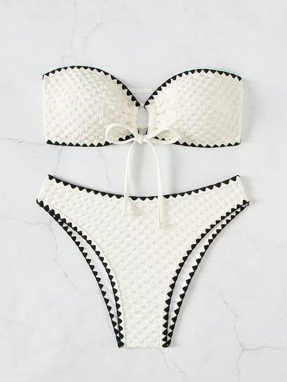 Weißer Bandeau Bikini | 2-teiliges Badeanzug Set für Frauen 0