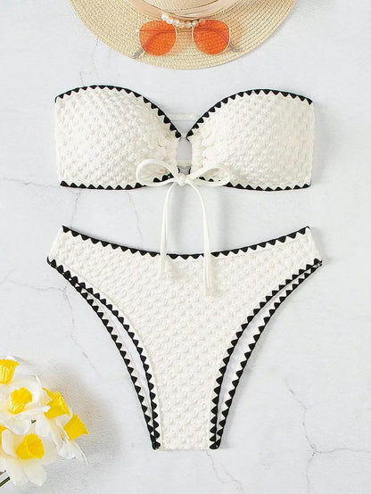 Weißer Bandeau Bikini | 2-teiliges Badeanzug Set für Frauen 2