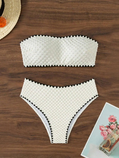 Weißer Bandeau Bikini | 2-teiliges Badeanzug Set für Frauen 24