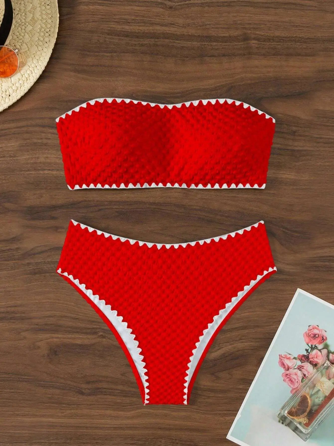 Weißer Bandeau Bikini | 2-teiliges Badeanzug Set für Frauen 8