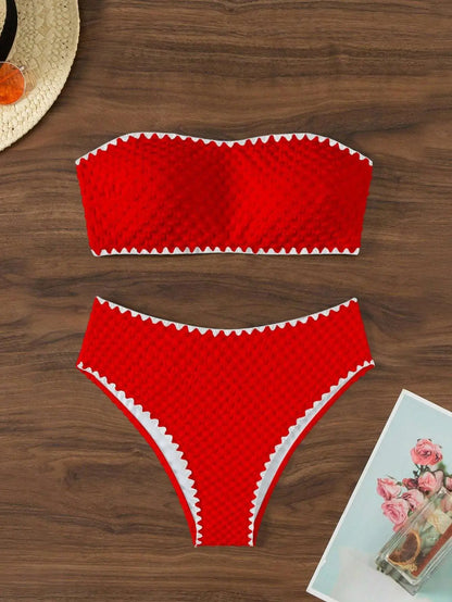 Weißer Bandeau Bikini | 2-teiliges Badeanzug Set für Frauen 8
