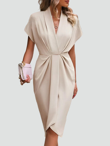 Wickelkleid Damen Midi V-Ausschnitt | Figurbetontes Kleid 10
