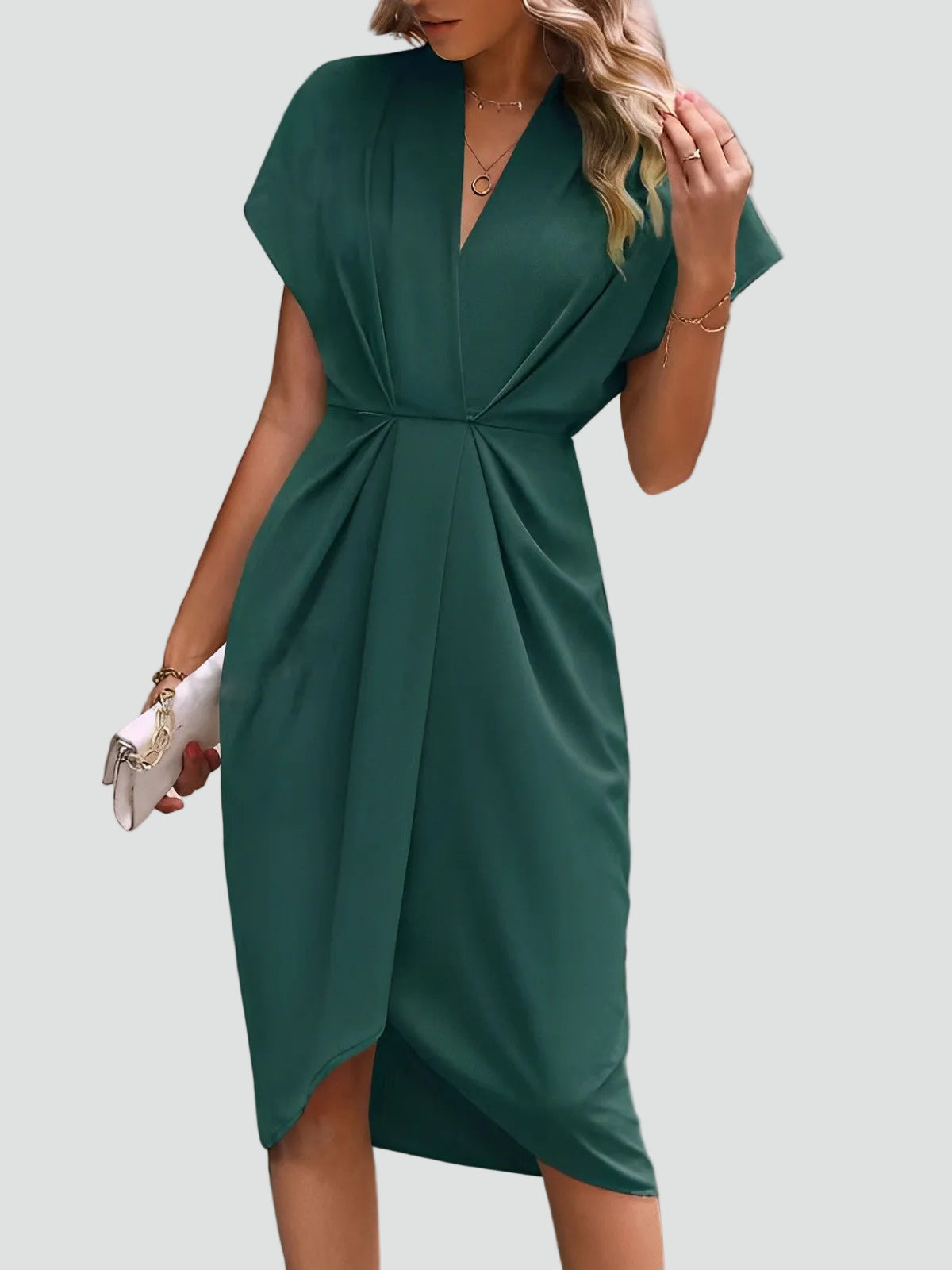 Wickelkleid Damen Midi V-Ausschnitt | Figurbetontes Kleid 3
