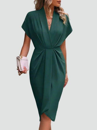 Wickelkleid Damen Midi V-Ausschnitt | Figurbetontes Kleid 5