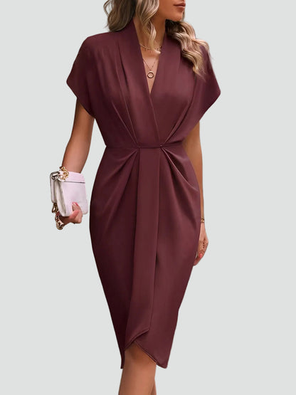 Wickelkleid Damen Midi V-Ausschnitt | Figurbetontes Kleid 6