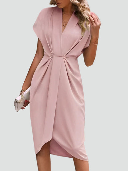 Wickelkleid Damen Midi V-Ausschnitt | Figurbetontes Kleid 8