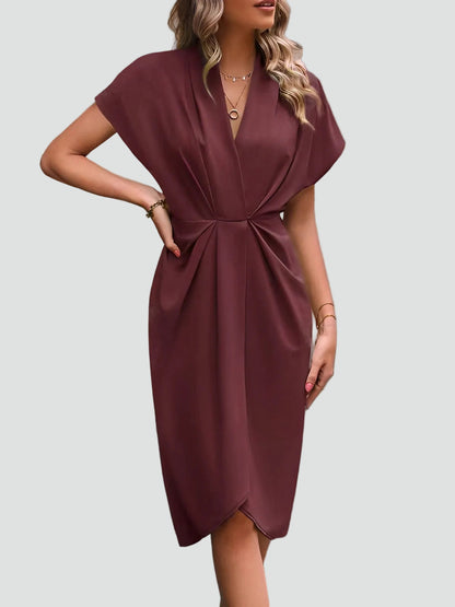 Wickelkleid Damen Midi V-Ausschnitt | Figurbetontes Kleid 9
