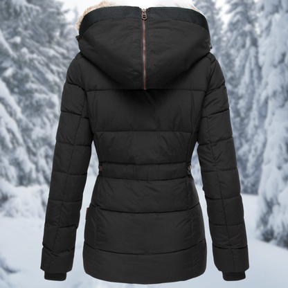 Winterjacke Damen Tailliert mit Kapuze und Reißverschlusstaschen 4