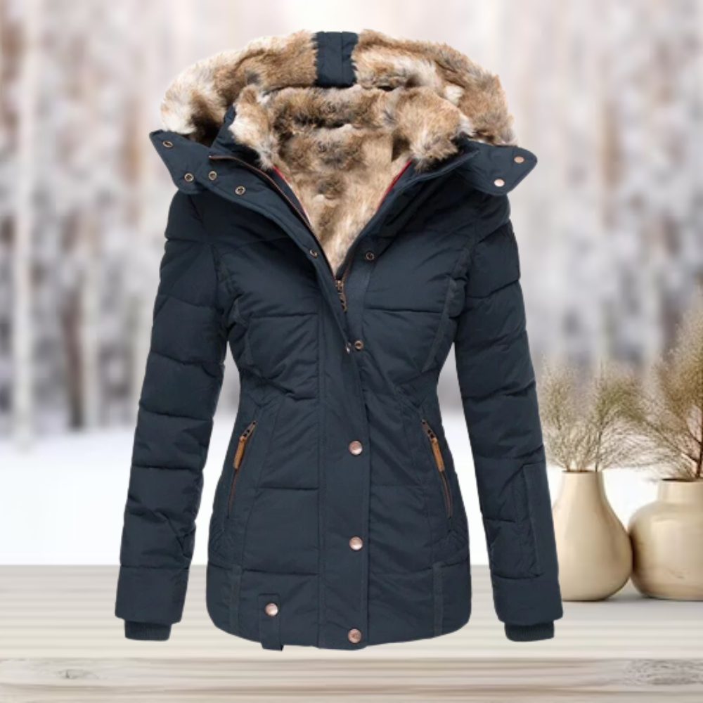 Wintersteppjacke Damen | Taillierte Jacke mit Abnehmbarer Kapuze 0