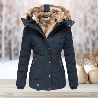 Wintersteppjacke Damen | Taillierte Jacke mit Abnehmbarer Kapuze 0