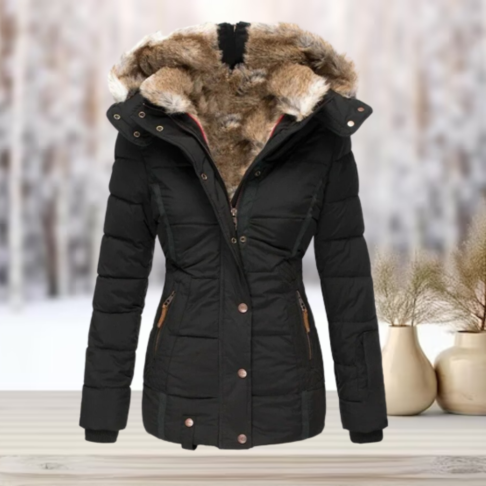 Wintersteppjacke Damen | Taillierte Jacke mit Abnehmbarer Kapuze 3