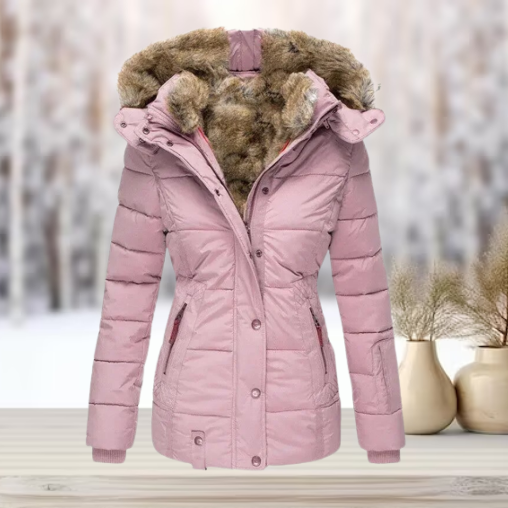 Wintersteppjacke Damen | Taillierte Jacke mit Abnehmbarer Kapuze 4