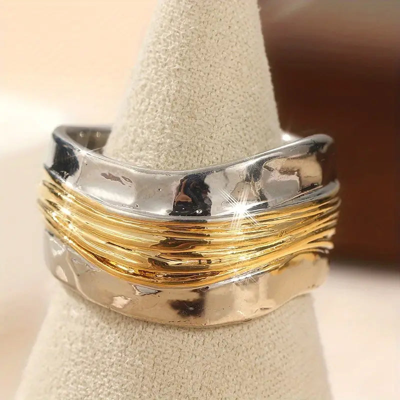 Zweifarbiger Drahtring Silber Gold | Moderner Schmuckring 1