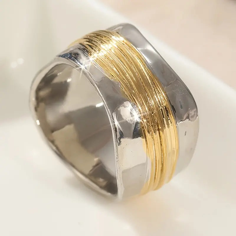 Zweifarbiger Drahtring Silber Gold | Moderner Schmuckring 4