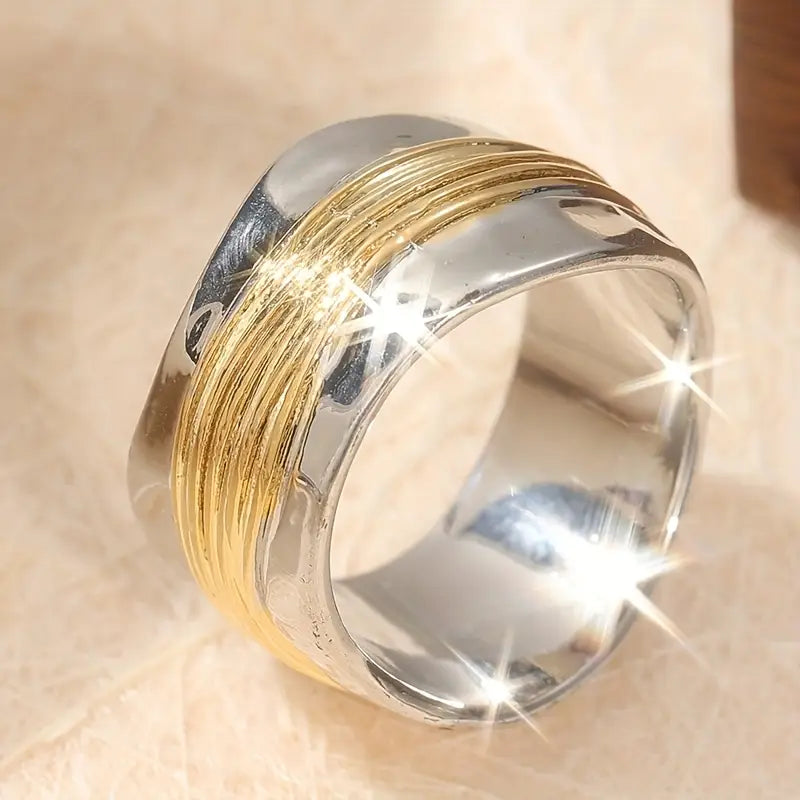 Zweifarbiger Drahtring Silber Gold | Moderner Schmuckring 5